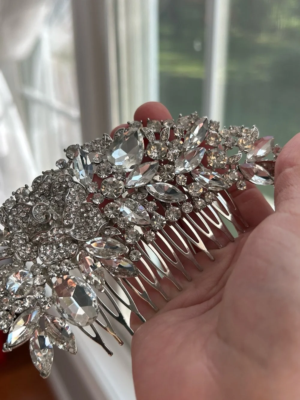 Crystal Bridal Hair Comb - Silver Rhinestone Accent
